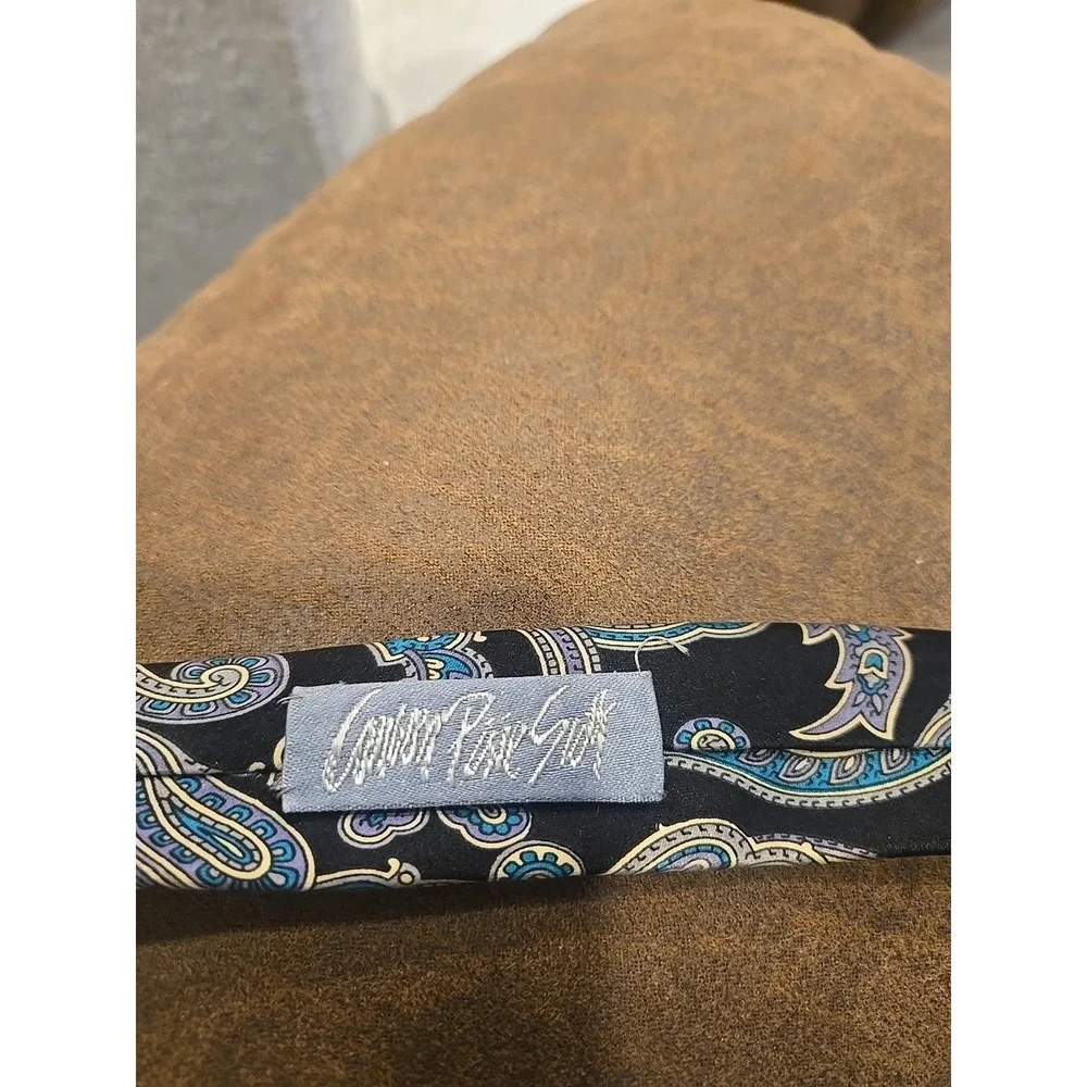 Carson Pirie Scott Silk Tie Black Blue Paisley Vintage Classic Designer Menswear